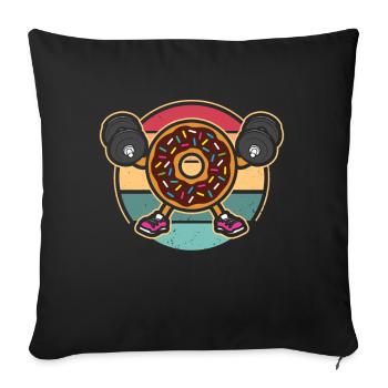 Donut PowerLifting Workout -Weightlifter - Sofa pillow with filling 45cm x 45cm - black - Front