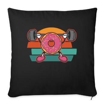 Donut PowerLifting Workout -Weightlifter - Sofa pillow with filling 45cm x 45cm - black - Front