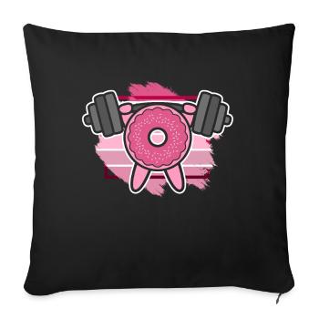 Donut PowerLifting Workout -Weightlifter - Sofa pillow with filling 45cm x 45cm - black - Front