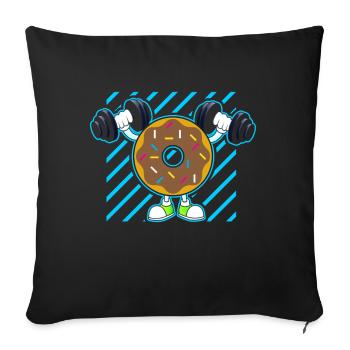 Donut PowerLifting Workout -Weightlifter - Sofa pillow with filling 45cm x 45cm - black - Front