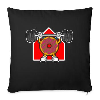 Donut PowerLifting Workout -Weightlifter - Sofa pillow with filling 45cm x 45cm - black - Front