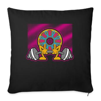 Donut PowerLifting Workout -Weightlifter - Sofa pillow with filling 45cm x 45cm - black - Front