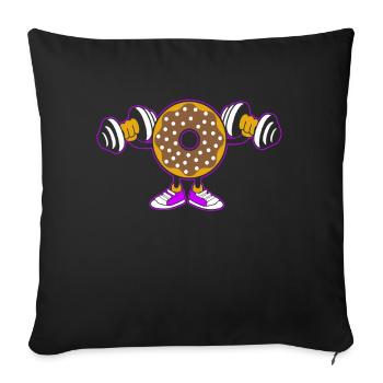 Donut PowerLifting Workout -Weightlifter - Sofa pillow with filling 45cm x 45cm - black - Front