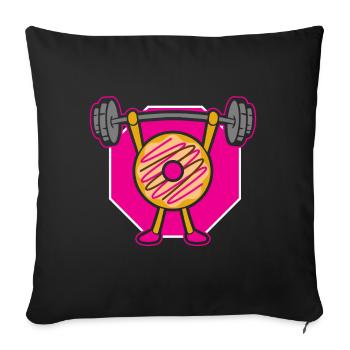Donut PowerLifting Workout -Weightlifter - Sofa pillow with filling 45cm x 45cm - black - Front