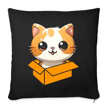 Katze In Box Retro Süße Katzenliebhaber Lustig - Sofakissen mit Füllung 45 x 45 cm - Schwarz - Vorne
