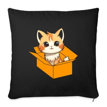 Cat In Box Retro Cute Cat Lover Funny - Sofa pillow with filling 45cm x 45cm - black - Front