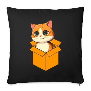 Katze In Box Retro Süße Katzenliebhaber Lustig - Sofakissen mit Füllung 45 x 45 cm - Schwarz - Vorne