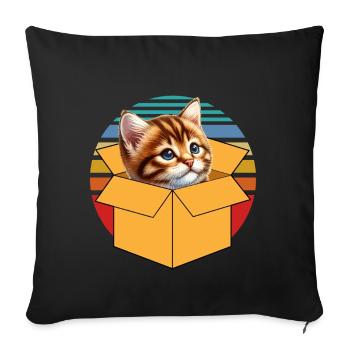 Cat In Box Retro Cute Cat Lover Funny - Sofa pillow with filling 45cm x 45cm - black - Front