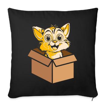 Katze In Box Retro Süße Katzenliebhaber Lustig - Sofakissen mit Füllung 45 x 45 cm - Schwarz - Vorne