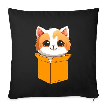 Katze In Box Retro Süße Katzenliebhaber Lustig - Sofakissen mit Füllung 45 x 45 cm - Schwarz - Vorne