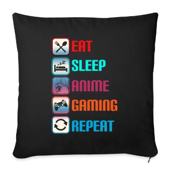 Anime Gaming Otaku Manga Kawaii Japan - Sofa pillow with filling 45cm x 45cm - black - Front