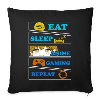 Anime Gaming Otaku Manga Kawaii Japan - Sofa pillow with filling 45cm x 45cm - black - Front
