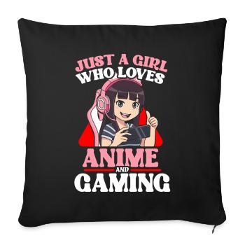 Anime Gaming Otaku Manga Kawaii Japan - Sofa pillow with filling 45cm x 45cm - black - Front