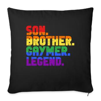 Gaymer LGBT Pride Rainbow Gamer Video Games - Sofa pillow with filling 45cm x 45cm - black - Front
