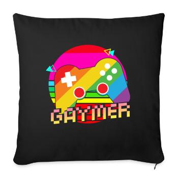 Gaymer LGBT Pride Rainbow Gamer Video Games - Sofa pillow with filling 45cm x 45cm - black - Front
