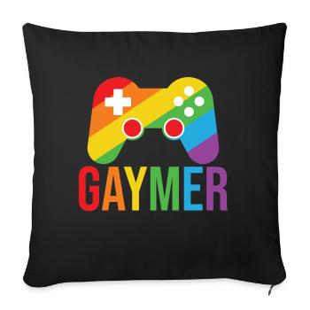Gaymer LGBT Pride Rainbow Gamer Video Games - Sofa pillow with filling 45cm x 45cm - black - Front