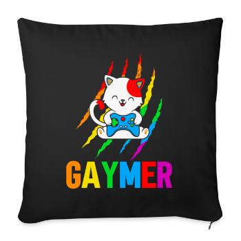 Gaymer LGBT Pride Rainbow Gamer Video Games - Sofa pillow with filling 45cm x 45cm - black - Front