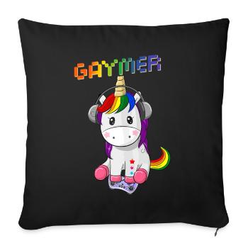 Gaymer LGBT Pride Rainbow Gamer Video Games - Sofa pillow with filling 45cm x 45cm - black - Front