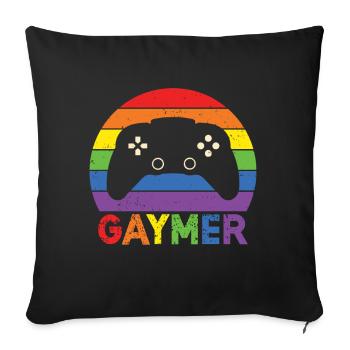Gaymer LGBT Pride Rainbow Gamer Video Games - Sofa pillow with filling 45cm x 45cm - black - Front