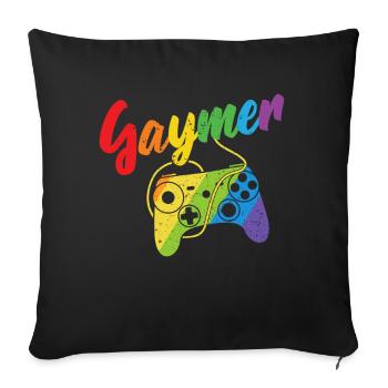 Gaymer LGBT Pride Rainbow Gamer Video Games - Sofa pillow with filling 45cm x 45cm - black - Front