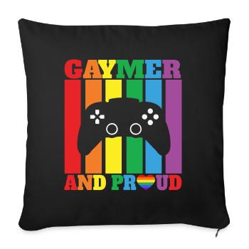Gaymer LGBT Pride Rainbow Gamer Video Games - Sofa pillow with filling 45cm x 45cm - black - Front