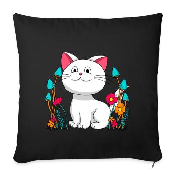 Cat, Cat, Child, Children, Pets, Tomcat, Nature - Sofa pillow with filling 45cm x 45cm - black - Front