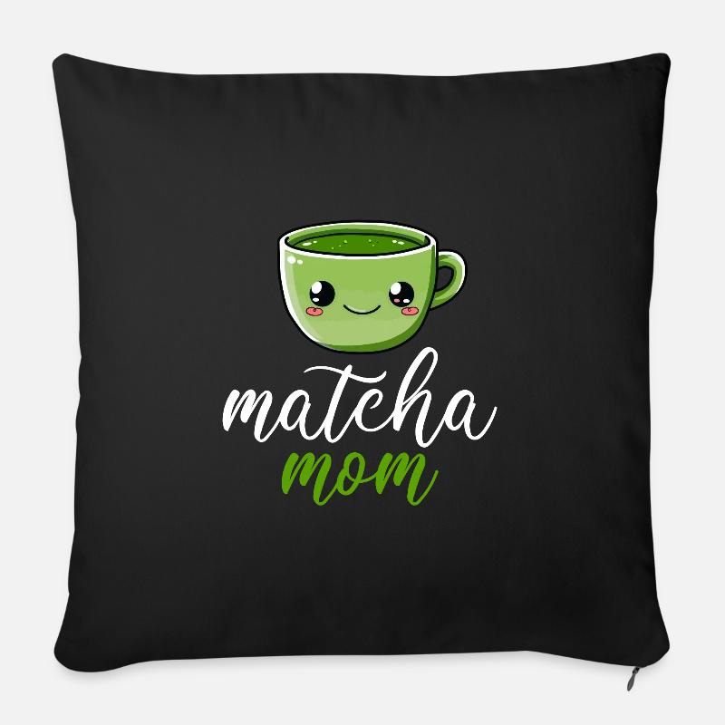 Matcha mom, matcha - Sofakissen mit Füllung 45 x 45 cm - Schwarz