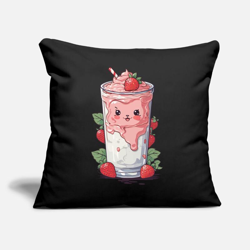 Fraises Mignon Milkshake Kawaii Fun Coussin et housse de 45 x 45 cm