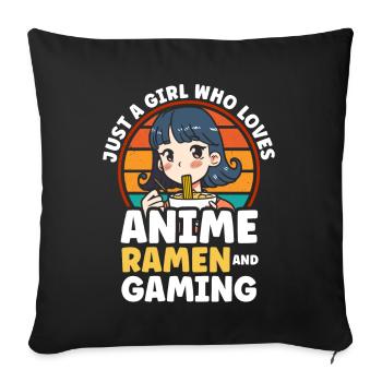 Anime Ramen and Gaming Gamer Anime - Sofa pillow with filling 45cm x 45cm - black - Front