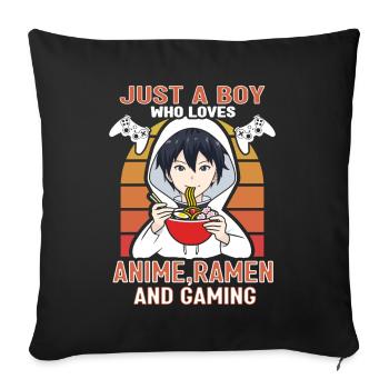 Anime Ramen and Gaming Gamer Anime - Sofa pillow with filling 45cm x 45cm - black - Front