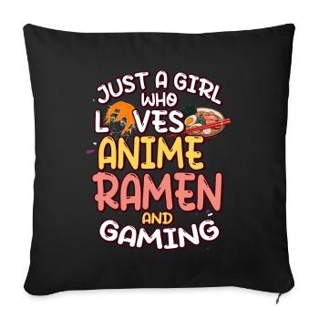 Anime Ramen and Gaming Gamer Anime - Sofa pillow with filling 45cm x 45cm - black - Front