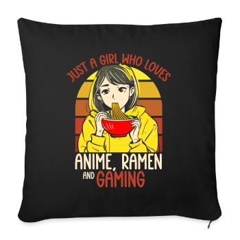 Anime Ramen and Gaming Gamer Anime - Sofa pillow with filling 45cm x 45cm - black - Front