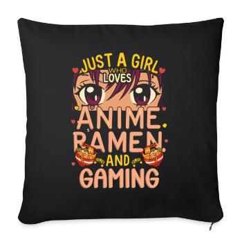 Anime Ramen and Gaming Gamer Anime - Sofa pillow with filling 45cm x 45cm - black - Front