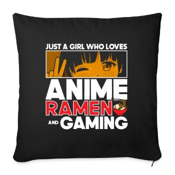 Anime Ramen and Gaming Gamer Anime - Sofa pillow with filling 45cm x 45cm - black - Front