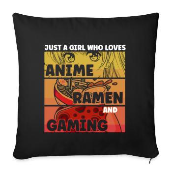 Anime Ramen and Gaming Gamer Anime - Sofa pillow with filling 45cm x 45cm - black - Front