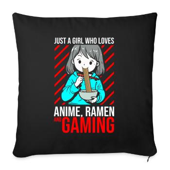 Anime Ramen and Gaming Gamer Anime - Sofa pillow with filling 45cm x 45cm - black - Front