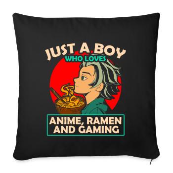 Anime Ramen and Gaming Gamer Anime - Sofa pillow with filling 45cm x 45cm - black - Front