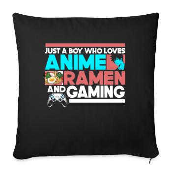 Anime Ramen and Gaming Gamer Anime - Sofa pillow with filling 45cm x 45cm - black - Front