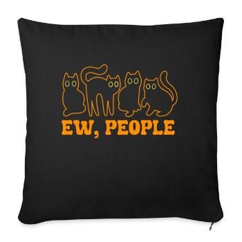 Ew Gens Chat Drôle Vintage Antisocial - Coussin et housse de 45 x 45 cm - noir - Devant