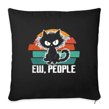Ew Gens Chat Drôle Vintage Antisocial - Coussin et housse de 45 x 45 cm - noir - Devant