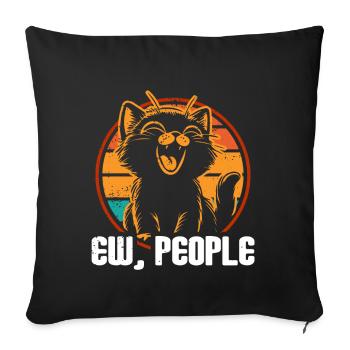 Ew Gens Chat Drôle Vintage Antisocial - Coussin et housse de 45 x 45 cm - noir - Devant