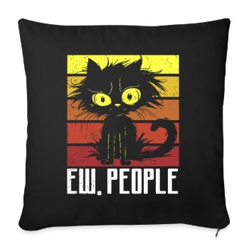 Ew Gens Chat Drôle Vintage Antisocial - Coussin et housse de 45 x 45 cm - noir - Devant