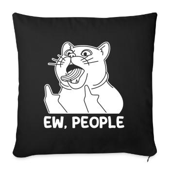 Ew Gens Chat Drôle Vintage Antisocial - Coussin et housse de 45 x 45 cm - noir - Devant