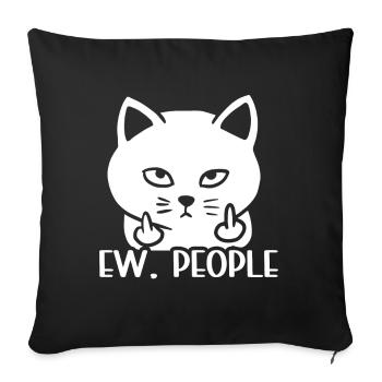 Ew Gens Chat Drôle Vintage Antisocial - Coussin et housse de 45 x 45 cm - noir - Devant