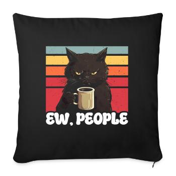 Ew Gens Chat Drôle Vintage Antisocial - Coussin et housse de 45 x 45 cm - noir - Devant