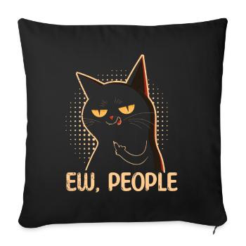 Ew Gens Chat Drôle Vintage Antisocial - Coussin et housse de 45 x 45 cm - noir - Devant