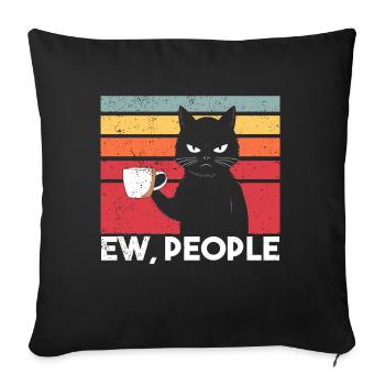 Ew Gens Chat Drôle Vintage Antisocial - Coussin et housse de 45 x 45 cm - noir - Devant