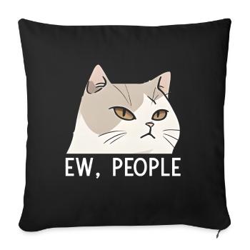 Ew Gens Chat Drôle Vintage Antisocial - Coussin et housse de 45 x 45 cm - noir - Devant