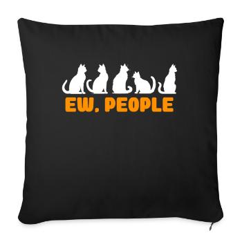 Ew Gens Chat Drôle Vintage Antisocial - Coussin et housse de 45 x 45 cm - noir - Devant