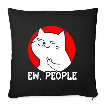 Ew Gens Chat Drôle Vintage Antisocial - Coussin et housse de 45 x 45 cm - noir - Devant